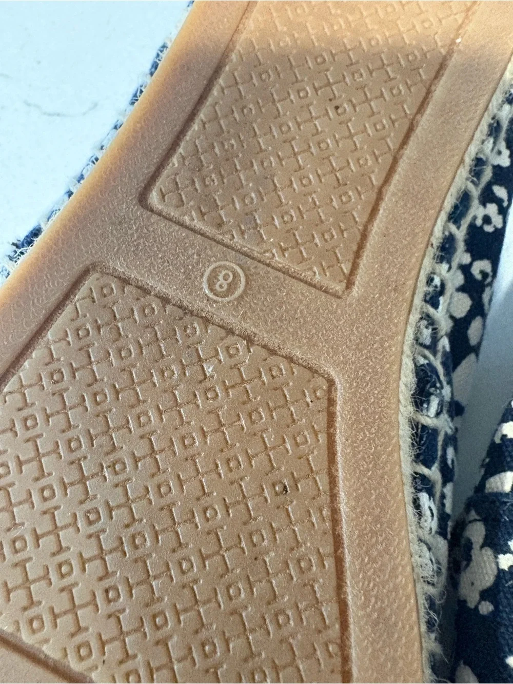 Tory Burch Navy Floral Espadrille Slip-Ons